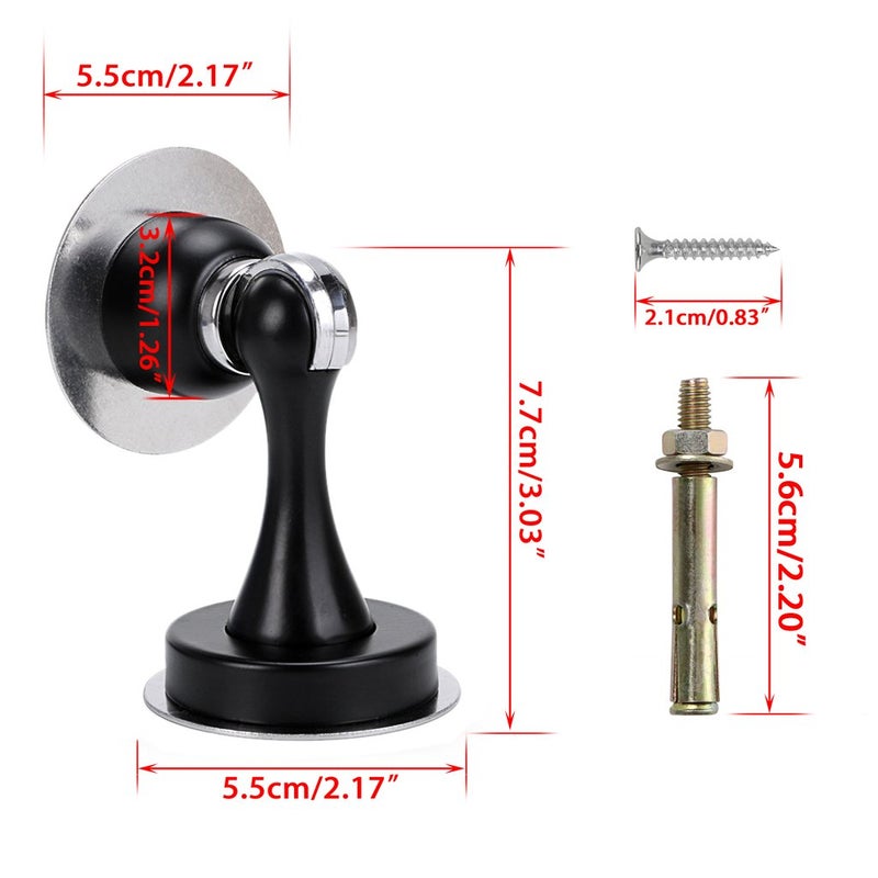 Sumnacon Magnetic Door Stopper, Heavy Duty Stainless Steel Door Stop Holder Come with 4 Pcs 3M Double-Sided Adhesive Tape & Hardware Screws,Install with Adhesive Tape Or Screws On Floor Wall (Black) - Image 4
